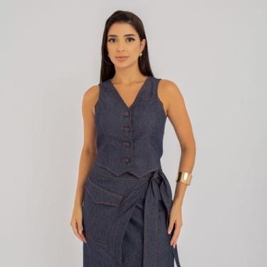 Imagem de Colete susie com botões jeans feminino - Susie Modas, Jeans, M