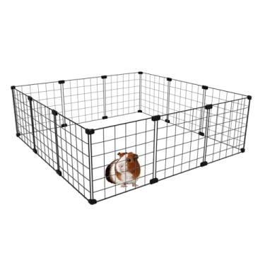 Imagem de Cercado Pet para Porquinho da Índia 90x90cm com 30cm Altura Simples Tela Aramada Malha de 5cm (Branco)