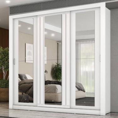 Imagem de Guarda Roupa Casal 3 Portas Doha c/ 3 Espelhos Carraro Branco