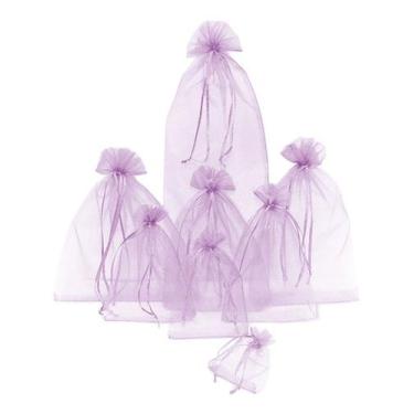 Imagem de Kit Com 50 Saquinhos De Organza 15x38cm - Fitas e Festas, Lilas Claro