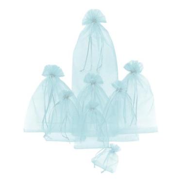 Imagem de Kit Com 150 Saquinhos De Organza 10x15cm - Fitas e Festas, Azul Bebe