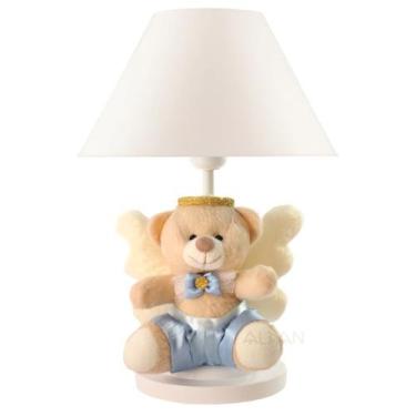 Imagem de Abajur Infantil Luminária Quarto Bebê Menino Ursinho Anjinho c. Branco