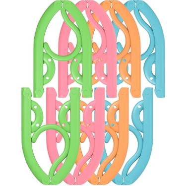Imagem de Cabides dobráveis portáteis – cabides compactos de viagem para camisas, vestidos, casacos, calças, toalhas e roupas de bebê, plástico leve durável, design ajustável, pacote com 8, multicolorido