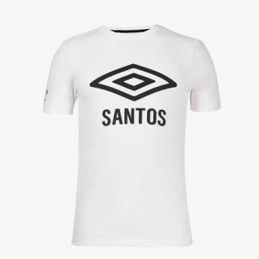 Imagem de Camiseta Masculina Umbro Santos Graphic Fan 2022 - Branco, M, Masculin