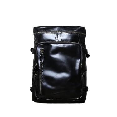 Imagem de Mochila de couro retrô para homens Bolsa de viagem de negócios de grande capacidade de couro para homens(Black)