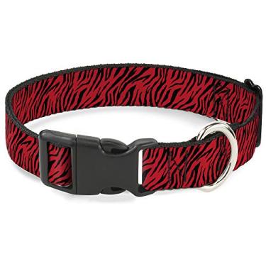 Imagem de Buckle-Down Coleira com clipe de plástico - Zebra 2 Vermelho - 3,8 cm de largura - Serve para pescoço de 40,6 a 58,4 cm - Médio