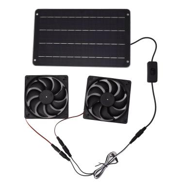 Imagem de Ventilador movido a energia solar GRCFUMO 20W, kit de ventilador de painel solar, kit de ventilador duplo solar 12V economia de energia eficiente com interruptor para casa de