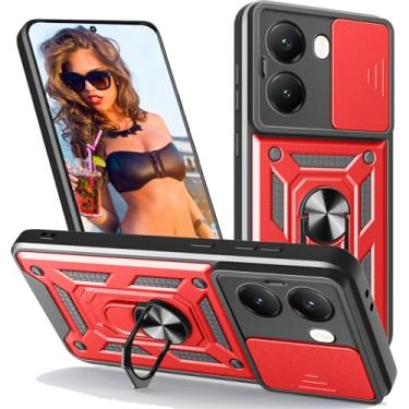 Imagem de Ephoou Capa protetora para Xiaomi Poco X7 Pro/Redmi Turbo 4, proteção à prova de choque de grau militar com capa deslizante para câmera e suporte magnético giratório de 360° para Xiaomi Poco X7 Pro SJ