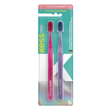 Imagem de Kess Pack Com 2 Escovas Dentais Pro Extra Macias, Cores Sortidas