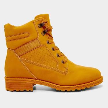 Imagem de Bota Coturno Mooncity Montaria Feminina, Amarelo, 36
