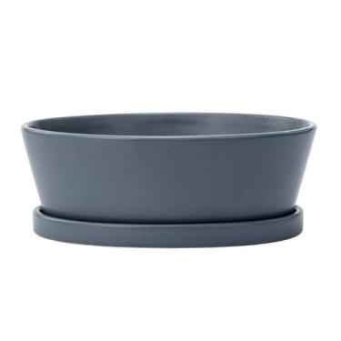 Imagem de Napco Imports Vaso de flores de plantas suculentas para ambientes internos e externos com pires 10 x 25 cm prato azul de cerâmica para jardim