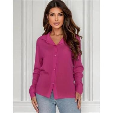 Imagem de Camisa feminina social manga longa para look alfaiataria presente ideal-Feminino