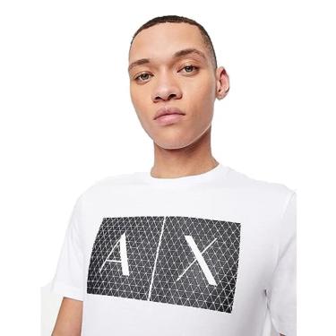 Imagem de Camiseta Armani Exchange ax com logotipo de gola redonda para homens - branca
