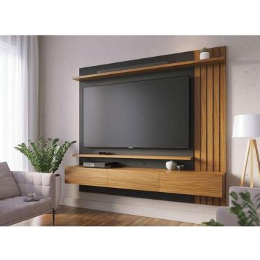Imagem de Painel Para Tv Home Suspenso Ambiente Juriti 1.8 Noce Milano Preto Acetinado - Colibri