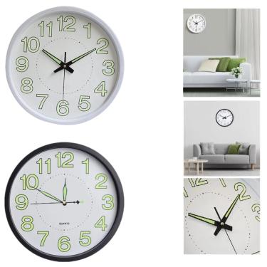 Imagem de 2 Relógio de Parede Brilha no Escuro Analógico 25cm