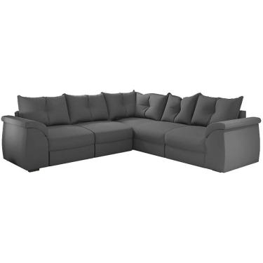 Imagem de Sofá de Canto Retrátil 5 lugares Qatar Suede Cinza