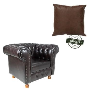 Imagem de Uma Poltrona Luiz Xv Capitonê Retrô + Uma Almofada - Corano Café / Recepção, Barbearia