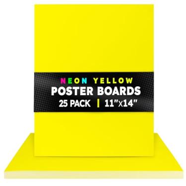 Imagem de Hygloss Quadro de pôster neon - papel de cartolina dupla face amarelo fluorescente - 28 x 35 cm, 25 folhas - ideal para placas, artesanato, projetos