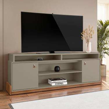 Imagem de Rack para TV até 75 Polegadas 2 Portas com Rodízios Montana Mobler - Grigio Fosco/Cinomomo Mel
