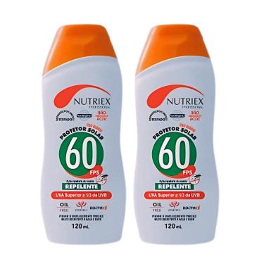 Imagem de Kit 2 Protetor Bloqueador Solar Fps 60 1/3 Uva 120ml Com Repelente - Nutriex