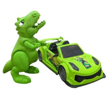Imagem de Kit Aventura Power Dinossauro T-Rex e Carrinho Porsche de Luxo, Verde, 29cm e 37,5cm