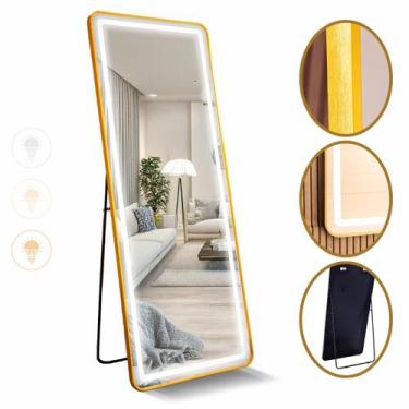 Imagem de Espelho Retangular 170X70 com Suporte de Chão + LED Jateado 3 Intensid