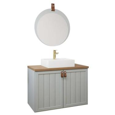 Imagem de Gabinete de Banheiro Alure 80 com espelho lua Pistache/Freijo - MGM