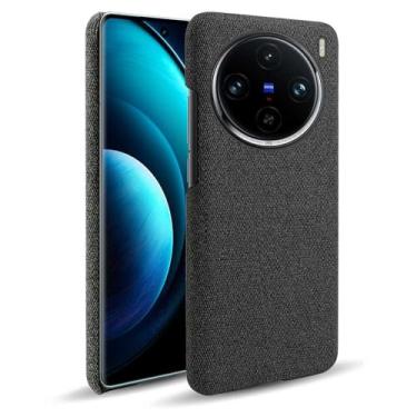 Imagem de Capa para vivo X100 PRO,Capa desenhada em lona,Case Protetora Ultrafina com Empunhadura Macia,Design em Tecido Antichoque e Antiarranhões-Black