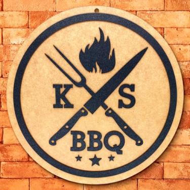 Imagem de Placa Decorativa Cantinho Do Churrasco Ks Bbq Em Relevo Mdf