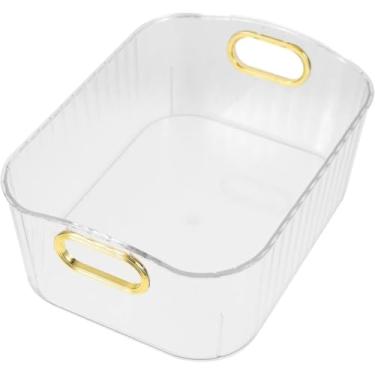 Imagem de Organizador Cesto Acrílico Plástico Clear Armário Multiuso Cozinha Dispensa Banheiro 27x20x10(Transparente) (KIT 2 Acrílicos Transparentes)