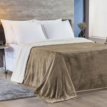 Imagem de Cobertor Fênix Queen Sherpa Pele de Carneiro + Mantinha Flannel - Bege