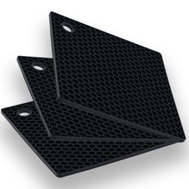 Imagem de Kit Três Descanso Quadrado Preto 17cm Weck