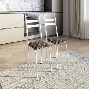 Imagem de Kit com Duas Cadeiras de Cozinha 92cm X 41cm X 34cm Branco/ Mosaico Palha