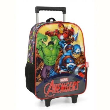Imagem de Mochila Rodinhas Infantil Vingadores Marvel Grande Luxcel, Preto
