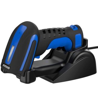 Imagem de Symcode Scanner de código de barras Bluetooth 2D com suporte de carregamento sem fio, distância de transmissão de 433 MHz sem fio e leitor de código de barras Bluetooth, à prova de choque e poeira