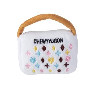 Imagem de Haute Diggity Dog Bolsa branca Chewy Vuiton, brinquedos de pelúcia para cães com Squeaker interativo, estimulando o enriquecimento de animais de estimação, laváveis na máquina e materiais seguros para