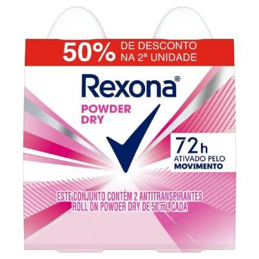 Imagem de Desodorante Roll-on Rexona Powder Dry Com 2 Unidades 50ml Cada