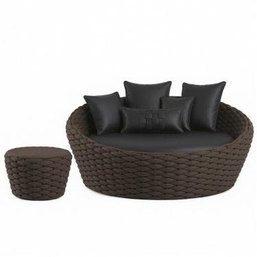 Imagem de Chaise e Puff Monique em Trico Náutico Alumínio para Edícula, Piscina Trama