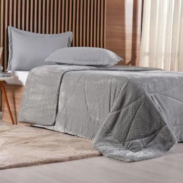 Imagem de Edredom Queen Plush Sense Dupla Face 100% Poliéster 230x250cm Platina