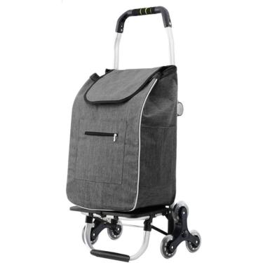 Imagem de Carrinho de compras de compras carrinho de compras carrinho de compras dobráveis ​​com 6 rodas carrinho de compras subindo escadas de escadas em casa carrinho portátil de supermercado carrin