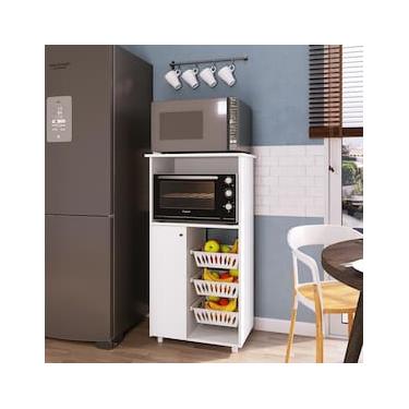 Imagem de Fruteira Genialflex Dubai com 1 Porta, 3 Cestos, 1 Prateleira e 60,5cm de largura - Branco