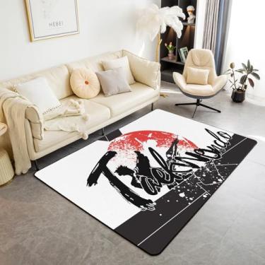 Imagem de Manfei Taekwondo Tapete de área infantil com tema esportivo, tapetes para decoração de quarto de meninos e meninas, tapete decorativo de estilo japonês para sala de estar, tapetes absorventes, 9,5 x