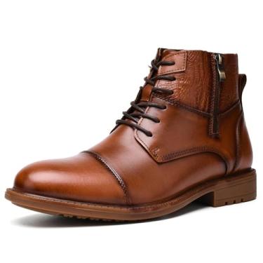Imagem de Holy dove Bota social Oxford masculina casual cano curto para homens cano médio cadarço sapatos de trabalho de negócios couro premium superior marrom ou preto, Marrom (313), 8