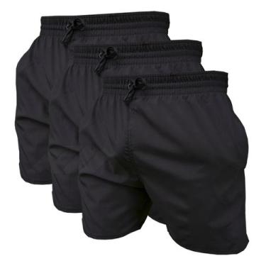 Imagem de Kit 3 Short Preto de Elastano Dry fit Bermuda de Praia Piscina e Acade