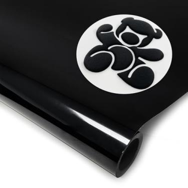 Imagem de DUEUIOE Vinil Termocolante Preto, Transferência Térmica, Htv Para Camisetas, Moletons, Chapéus, Com Textura 3D, Ideal Projetos De Artesanato, Fácil Usar (Preto, 30 Cm X 1,8 M)