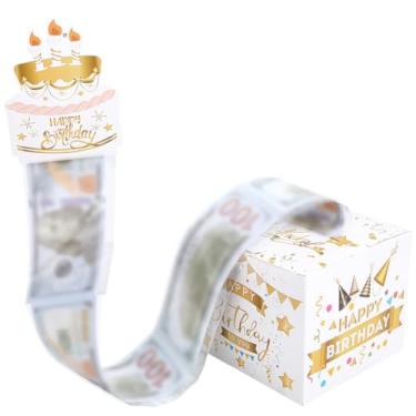 Imagem de SOFPLATE 1 conjunto de caixa surpresa branca de 13 x 13 cm, 1 peça, cartão de bolo de feliz aniversário, 30 peças, kit de adesivos, suporte de presente para adultos, mulheres, homens, ideias de