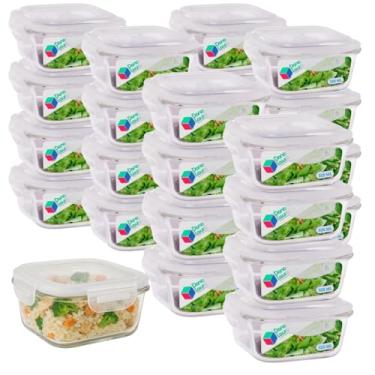 Imagem de Kit 24 Potes de Vidro Hermético 320ML Quadrado Cor Sortida Dona Laura