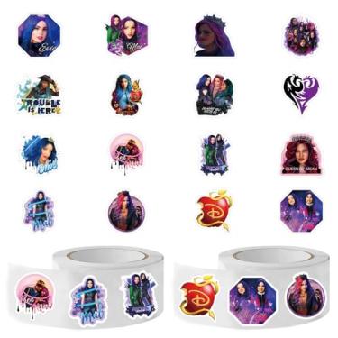 Imagem de Adesivos Descendentes (1000 peças), 16 Folhas Estética 3,8 cm Rolo de Decalque de Desenho Animado Selos Autoadesivos para Decoração de Festa de Aniversário Garrafa de Água Laptop Scrapbook Cartões