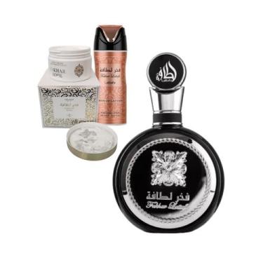 Imagem de Conjunto Fakhar Black + Creme Rosa + Spray - Lataffa
