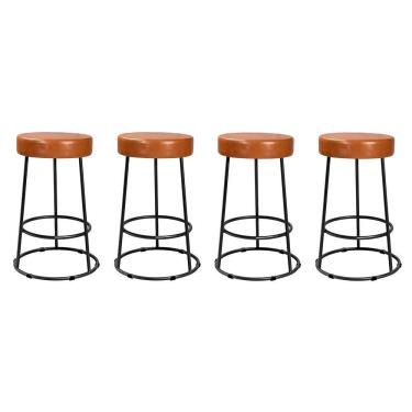 Imagem de Kit 4 Banquetas Roma 70cm Couríssimo Amarula - Salaone Amarula